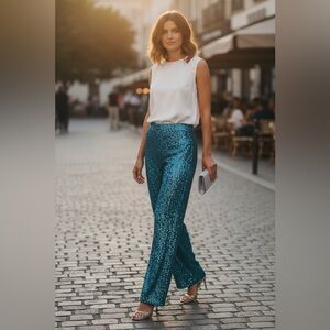 Lilienfels Sequin Blue Wide Leg Pants